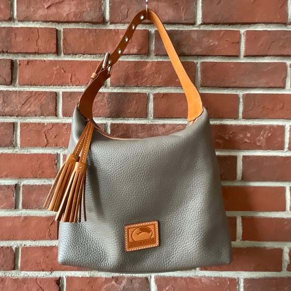Dooney & Bourke Handbags - •Dooney Bourke Patterson Paige Sac Pebble Leather OysterGrey Brown Zip Hobo NWOT